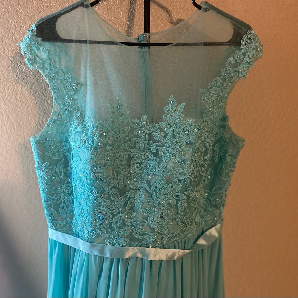 Fiestaware Teal Lace Evening Dress - Picture 2 of 5
